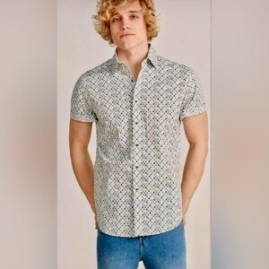 Robert Graham Mens Oriole Airplane Print Classic Short Sleeve